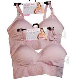 NEW SZ S  2 PK Destination Maternity Women's Nursing Bralettes in Wood Rose Pink